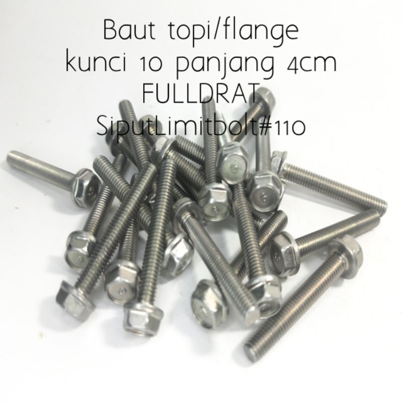 baut topi flange ori kunci 10 m6 panjang 4 cm fulldrat