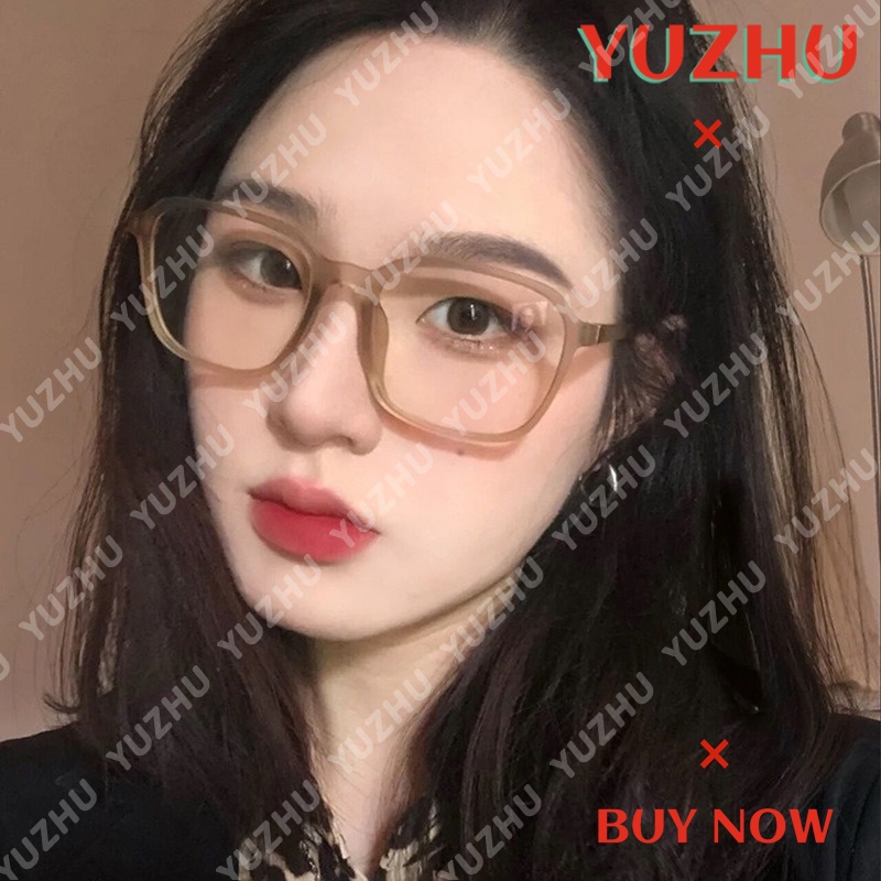 (YUZHU) Tr90 Kacamata Lensa Persegi Panjang Anti Blue Light Ultra Ringan Interchangeable Gaya Retro Untuk Pria / Wanita