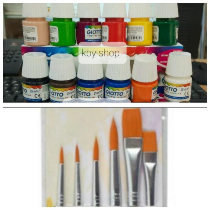 

TERLARIS PAKET 12 X 25ML CAT AIR + 6PC KUAS WATERCOLOUR AMAN UTK ANAK TK POSTER PERALATAN MELUKIS