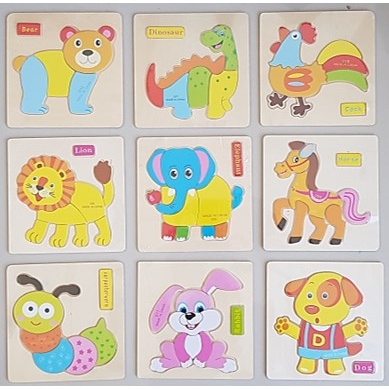 Mainan Edukasi Balita Puzzle Kayu Bentuk Hewan Buah Kendaraan PK-102