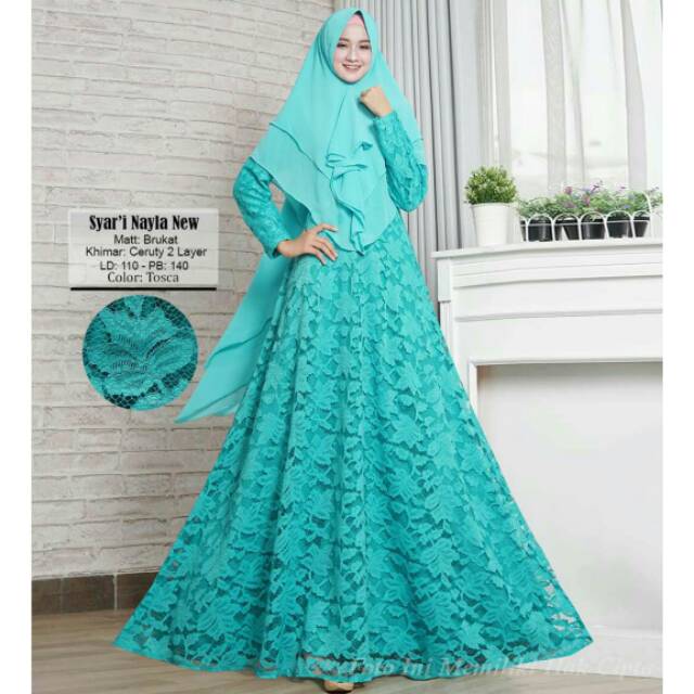 ALY. GAMIS BRUKAT // SET GAMIS NAYLA SYAR'I + KHIMAR CERUTY 2LAPIS