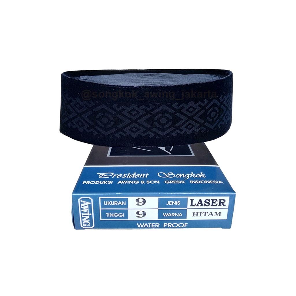 Songkok Peci Awing AC Motif Laser Tinggi 9