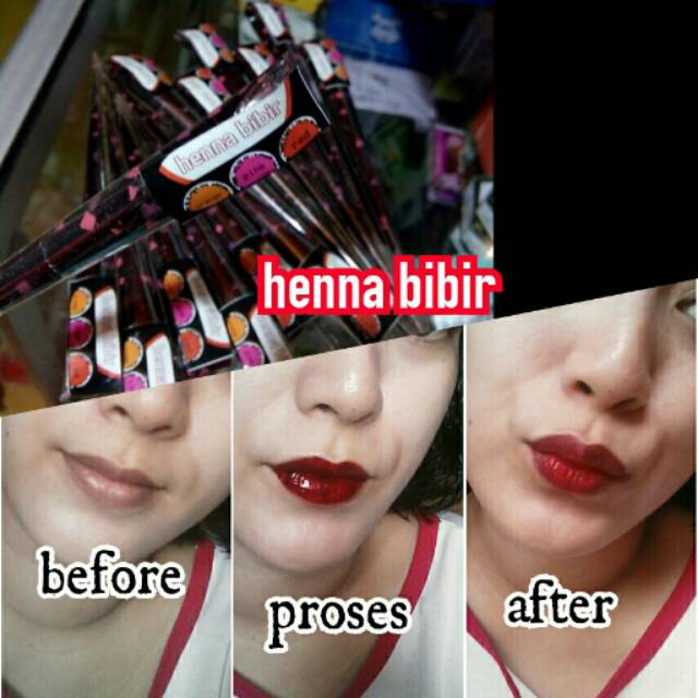 Henna hena bibir tato bibir pemerah  perawatan bibir  sulam bibir henna lips