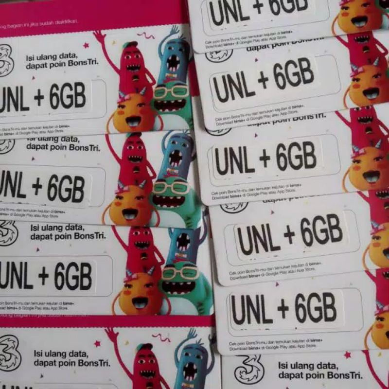 Voucher tri unlimited + 6gb pringan timur