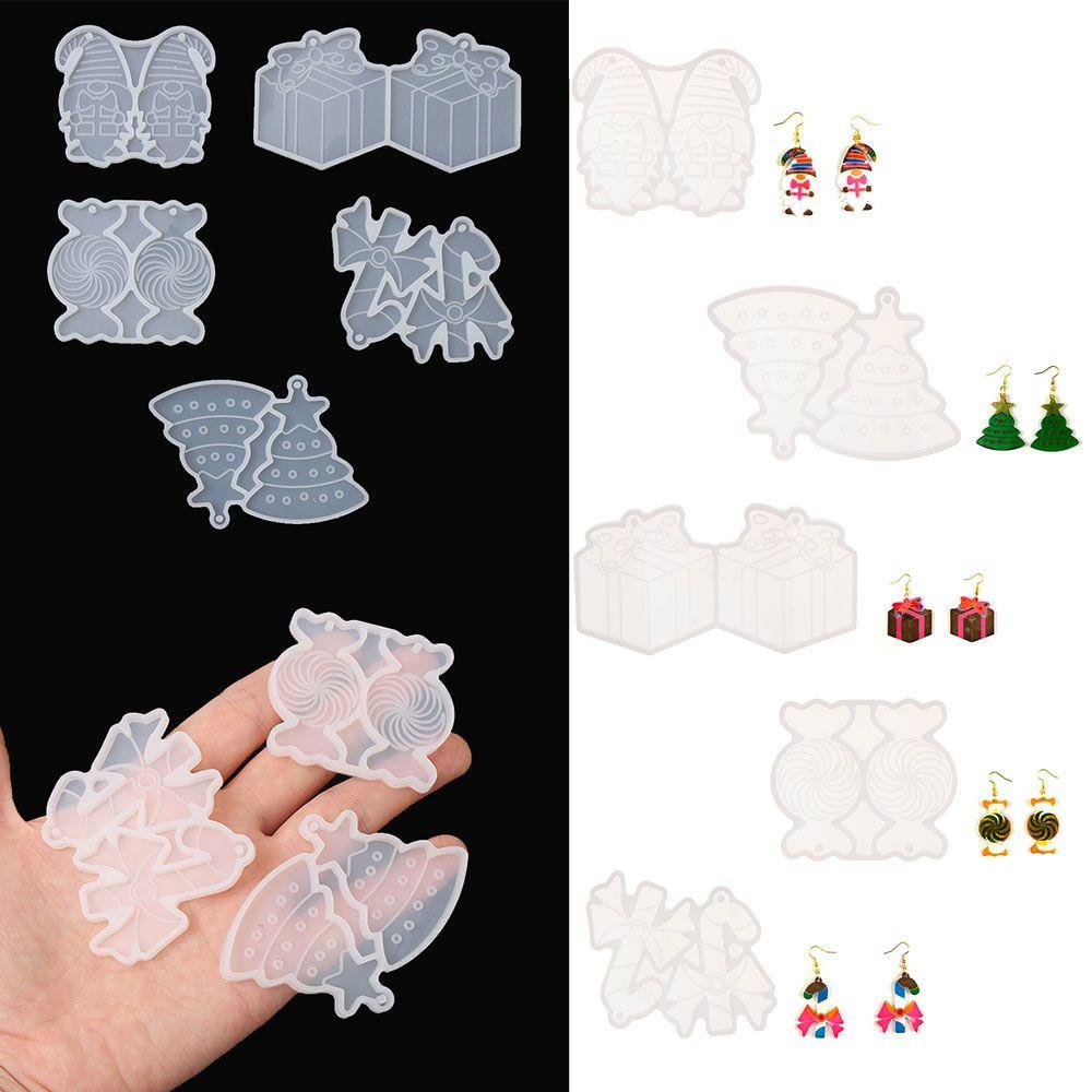 5pcs Cetakan Resin Epoksi UV Bahan Silikon Untuk Membuat Perhiasan Anting Menjuntai