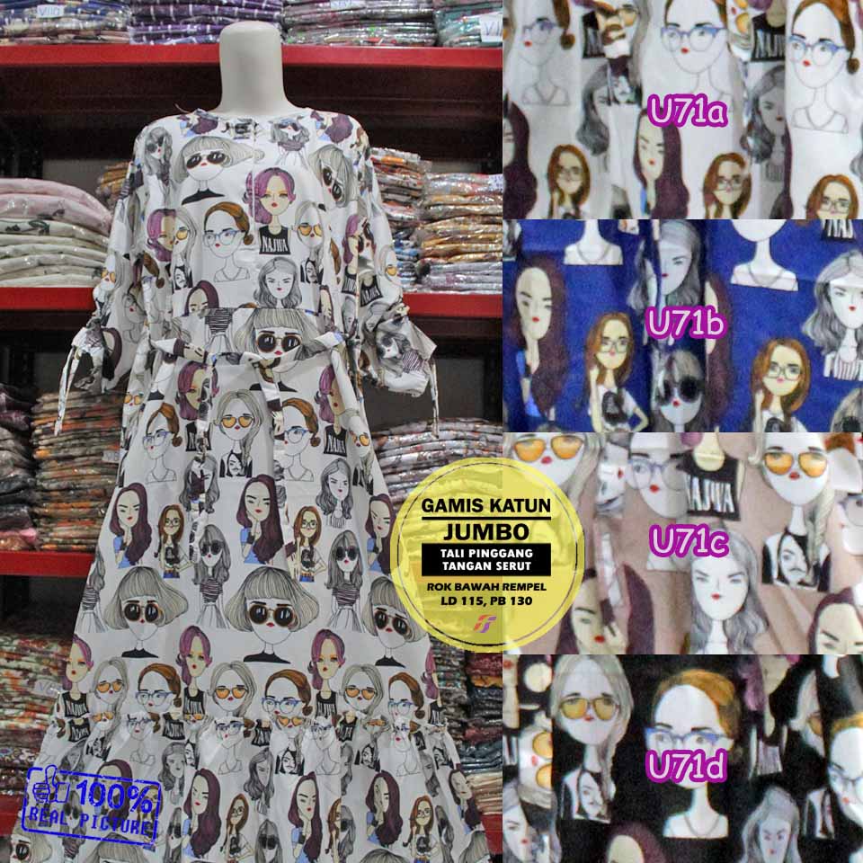 [Bisa COD] Gamis katun jepang Jumbo XL janda bolong, polkadot, vintage