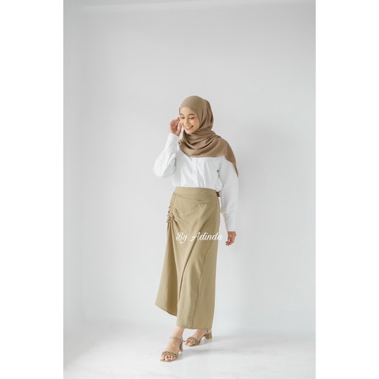 𝐁𝐘 𝐀𝐃𝐈𝐍𝐃𝐀 Tamara Skirt - Rok Serut Casual Flowy Crinkle Skirt Airflow Midi Maxi Ruched - Rok Wanita Korean look