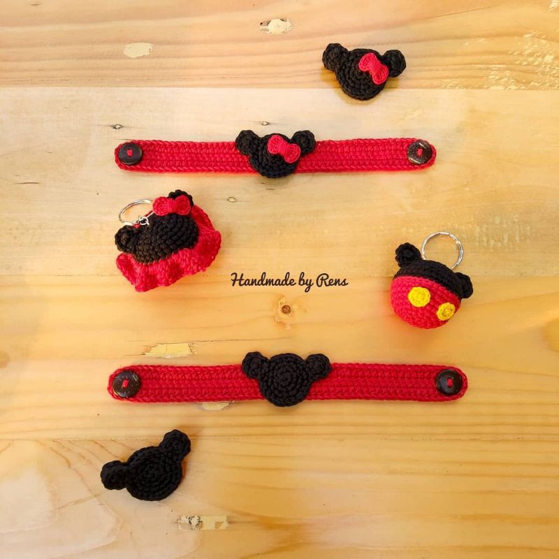 KONEKTOR MASKER RAJUT 1 SET (ONE SET) MICKEY MOUSE / MINNIE MOUSE