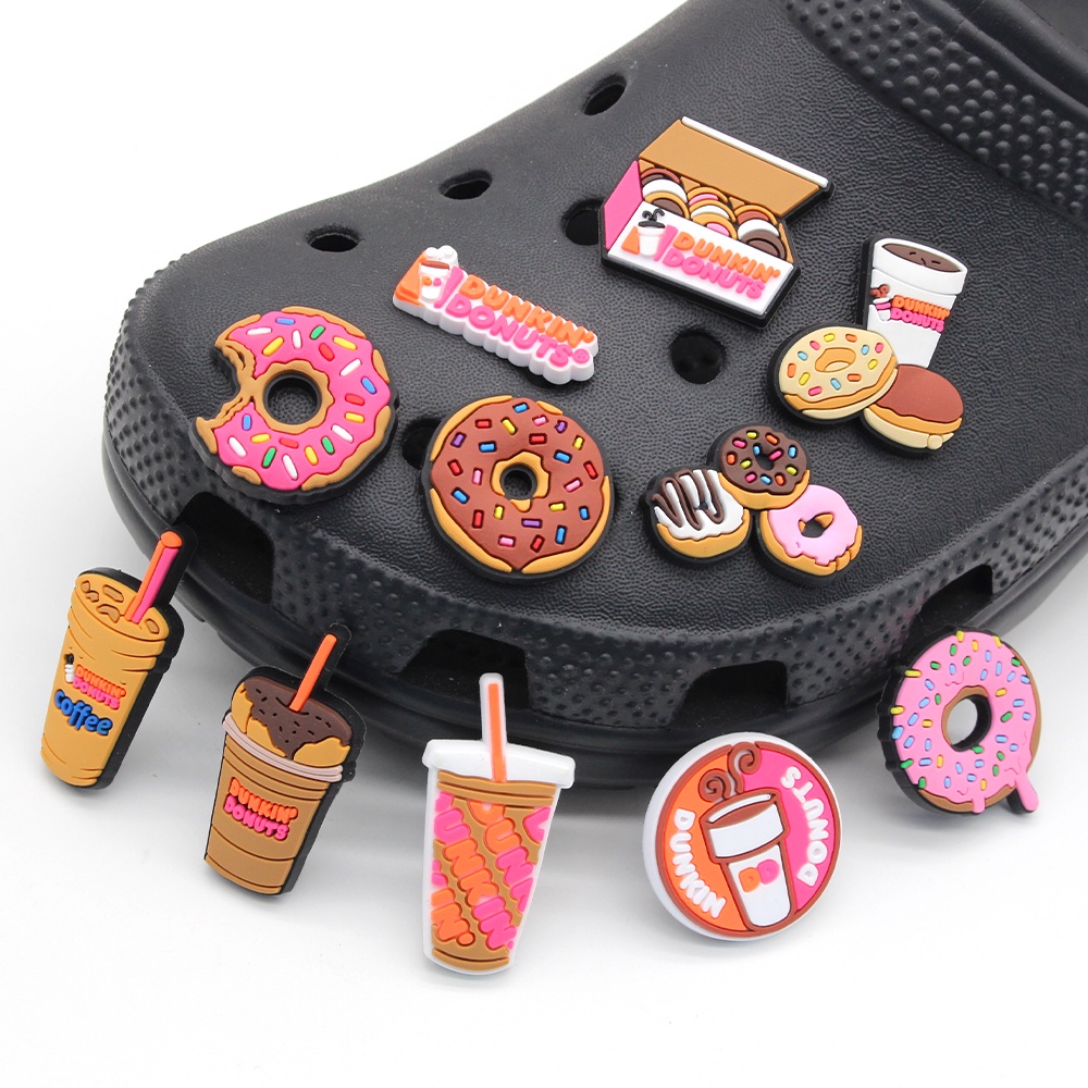 New Hot Bentuk donat Jibbitz shoe charms Bahan DIY untuk menghias sepatu Crocs Pin Lubang Sepatu sandal decorate accessories