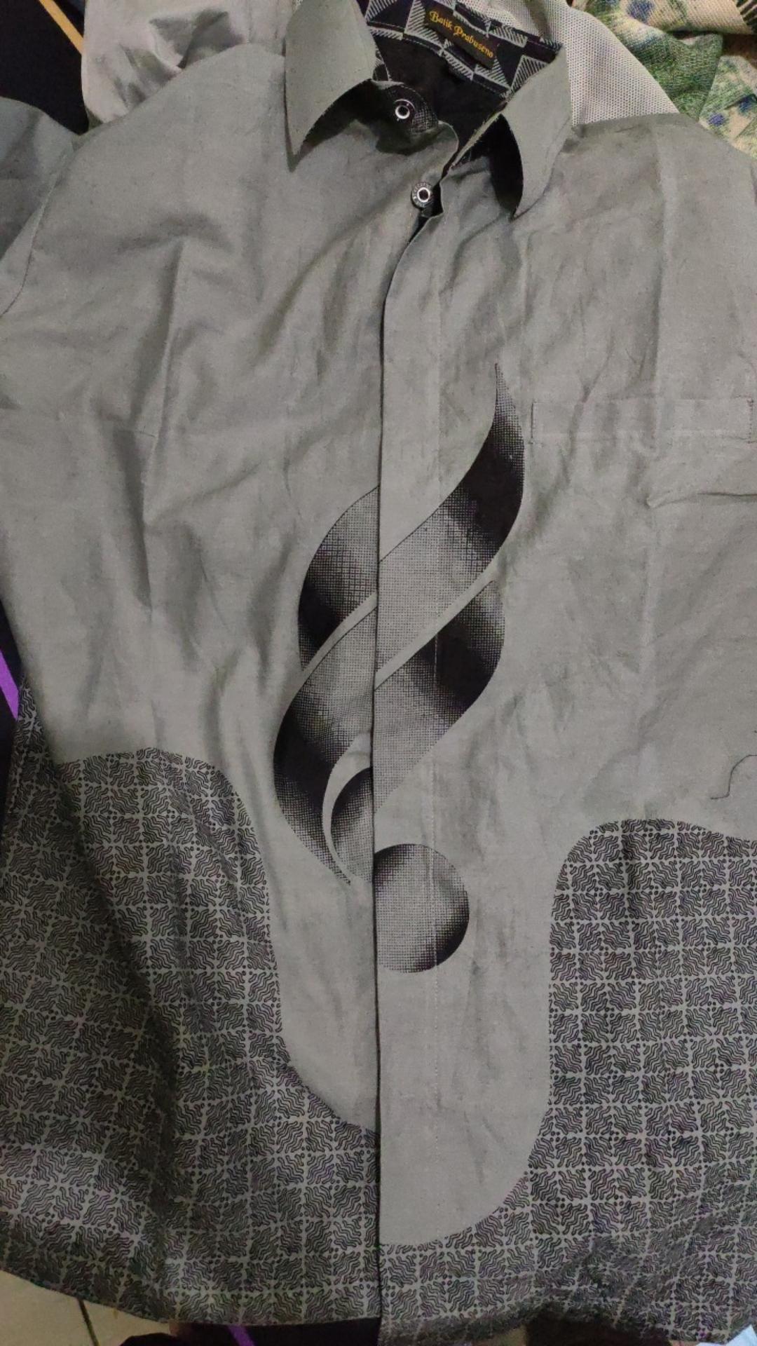 Prabu Panjang Kemeja Batik Pria Reguler Slimfit Katun Printing Hem Baju Seragam Kantor Modern