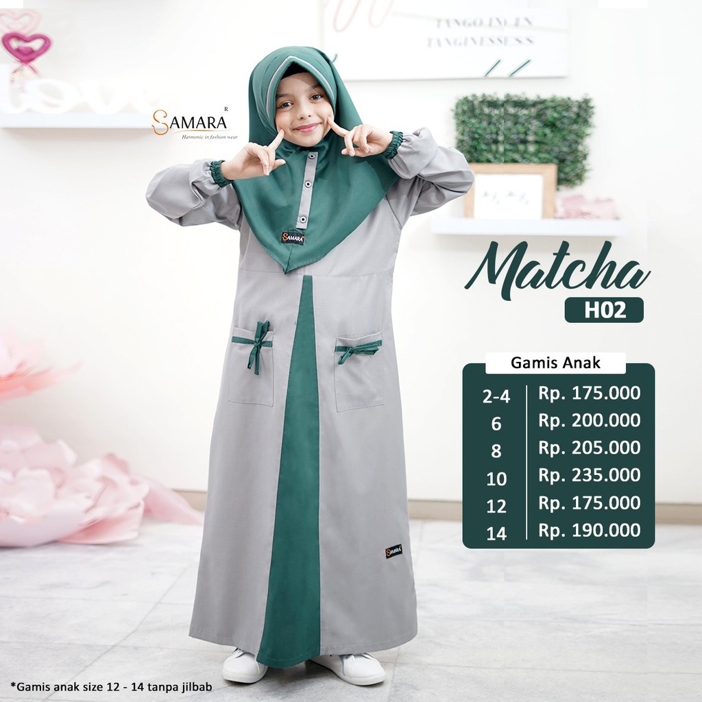 GAMIS ANAK SAMARA H02 SARIMBIT LEBARAN 2021 ORIGINAL SAMARA SR.H02 MATCHA ESPRESSO FASHION MUSLIM SA