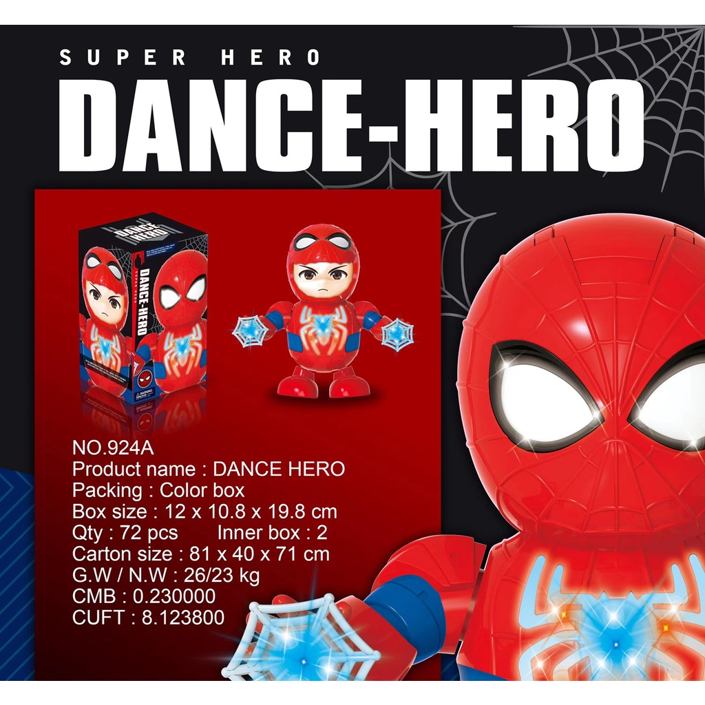 M153D Mainan Robot Superhero Spiderman | Smart Dance Hero Robot With Music