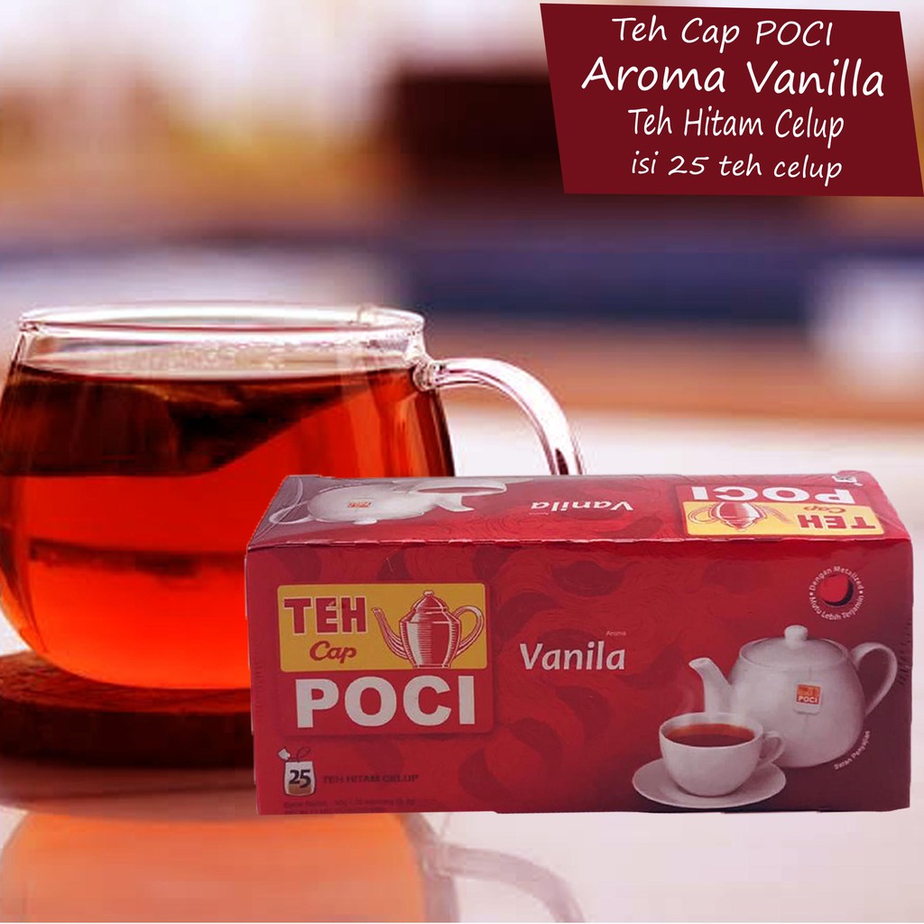 Teh Hitam * Cap Poci * Aroma Vanilla * Celup * 25 kantong