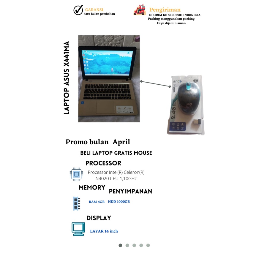 LAPTOP ASUS X441MA INTEL CELERON N4020,LAPTOP SECOND LIKE NEW,LAPTOP BERGARANSI RESMI,LAPTOP RAM 4GB