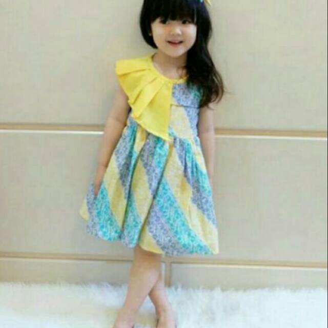 Dress Batik Modern Baju Batik Anak Perempuan Dress Pesta Anak Anggun Ekslusif Couple Mom Kid Shopee Indonesia