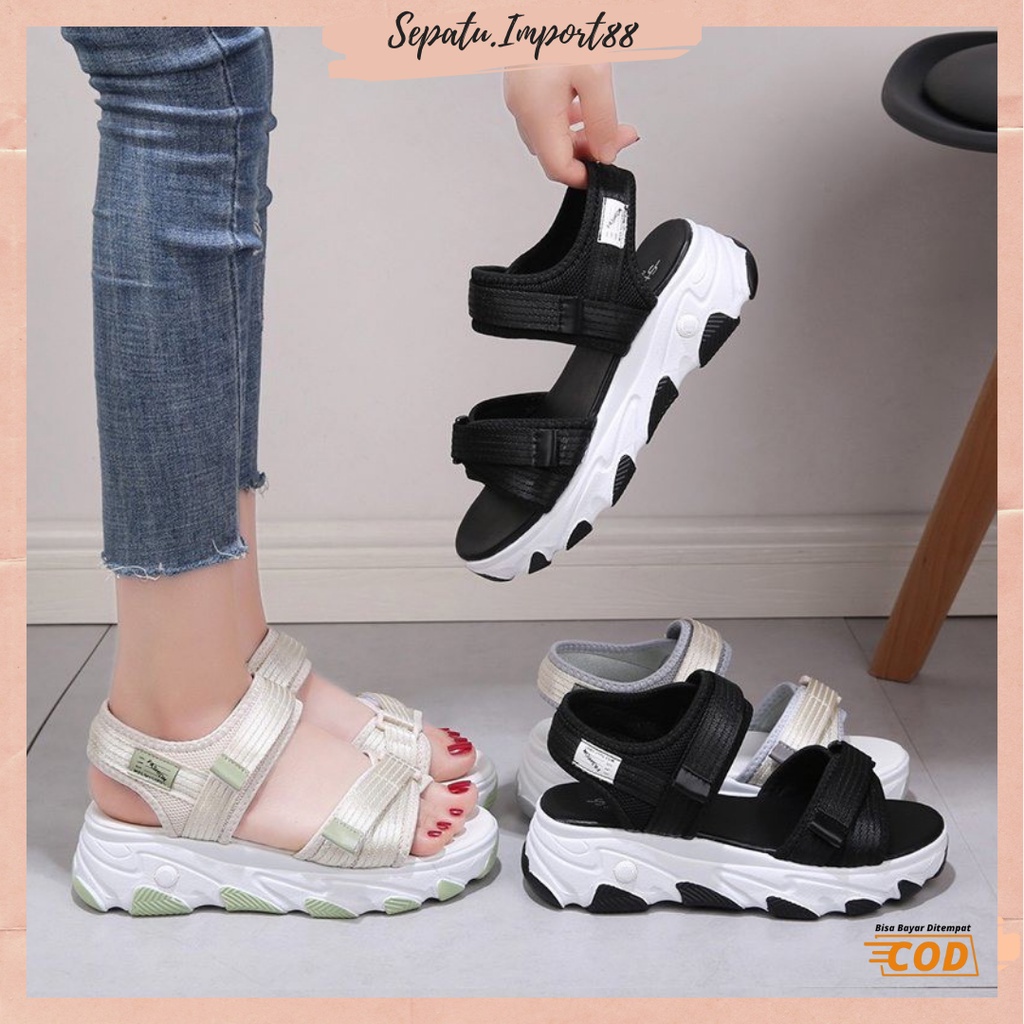 [SEPATU.IMPORT88] SP-516 ORIGINAL Wedges Sandal Tali Wanita Korea Import Premium Quality