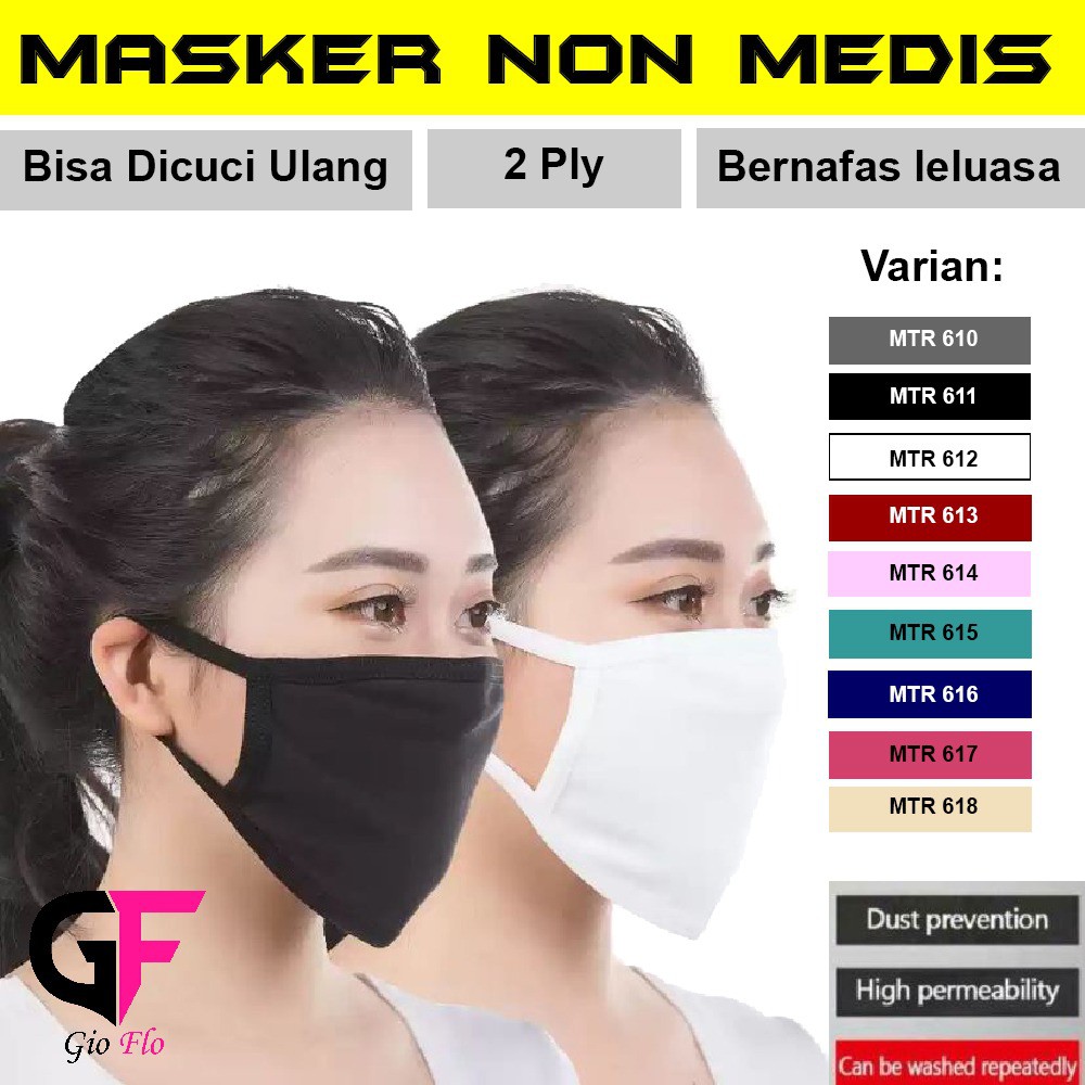 Masker Katun 2 Ply Layer Banyak Warna