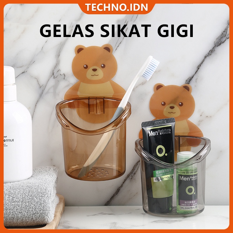 Multifungsi Mandi Rak Gantung Kamar  Motif Beruang Rak Gantung Odol Sikat Gigi Lucu Bulat Plastik