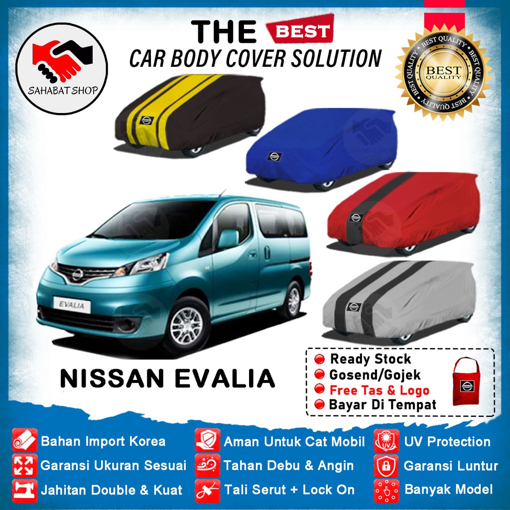 Sahabat Body Cover Mobil Evalia / Penutup Sarung Mobil Nissan Evalia Outdoor 2010 2011 2012 2013 2014 2016 / Tutup Mantel Mantol Jas Kerudung Kerodong Terpal Kelambu Pelindung Pembungkus Mobil Anti Air Waterproof Model Biru