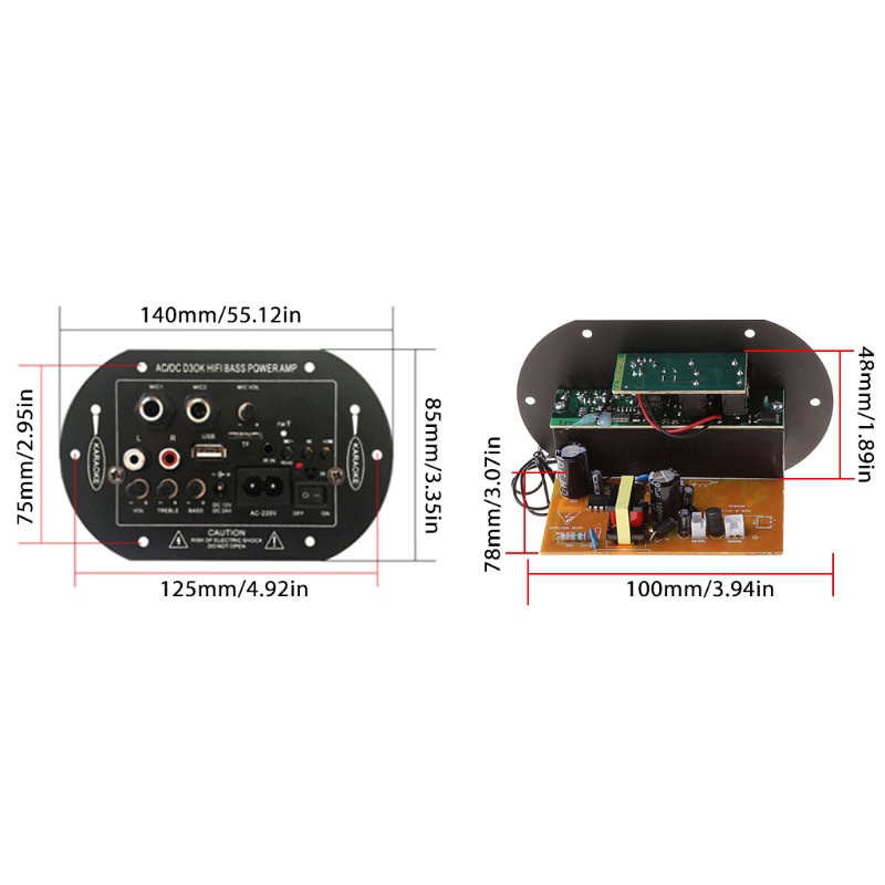 Papan Power Amplifier Hifi Bass Sd / Tf Usb Bluetooth Fm Radio Player 12v 24v 220v Ac / Dc D3Ok