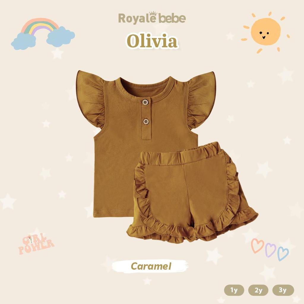 ROYALE BEBE SETELAN OLIVIA SET SETELAN RUFFLE SET ANAK BAYI FASHION PEREMPUAN 1 - 3 TAHUN