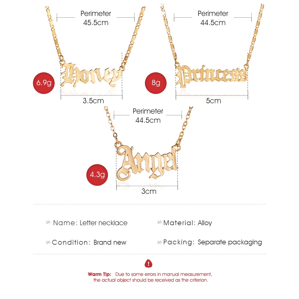 Kalung Wanita Alfabet Dipersonalisasi Kalung/Choker Logam Pendek Modis Rantai Klavikula Malaikat Liontin Sederhana