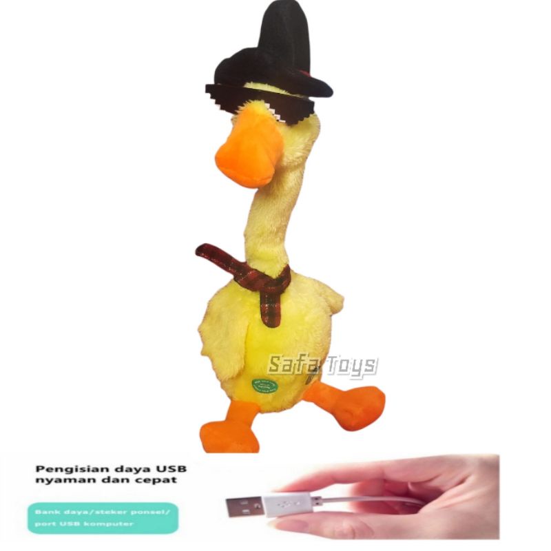 Boneka Bebek Goyang Peniru Suara Dancing Duck LED Cas  Viral