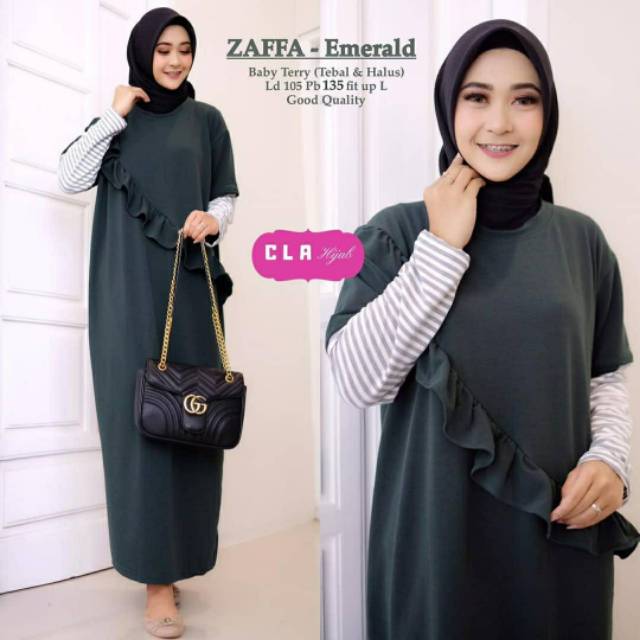 Zaffa Midi, MIDI DRESS WANITA MUSLIM FIT XL-XXXL LD 136-134 BAHAN BABYTERRY IMPORT TERMURAH OOTD