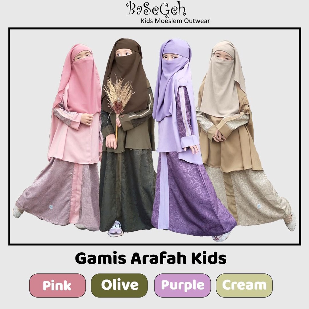 Gamis Arafah Anak Jacquard Mix Ity Crepe BaSeGeh