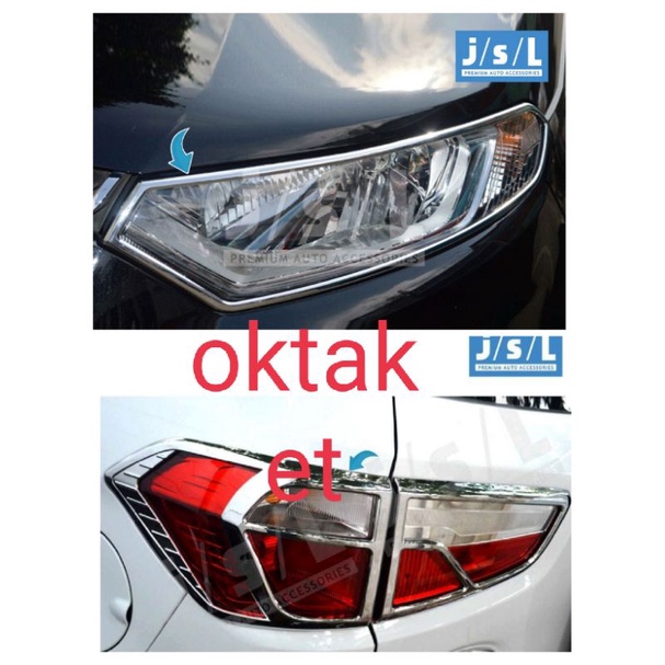 paket garnish lampu depan belakang ecosport chrome jsl