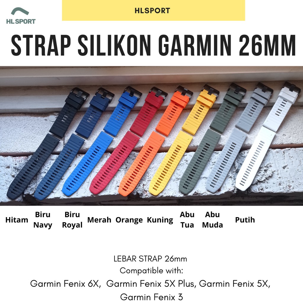 Strap Garmin  Fenix 6 6x 6s 5x 5 5s Plus vivoactive 4 silicone tali jam tangan 20 22 26