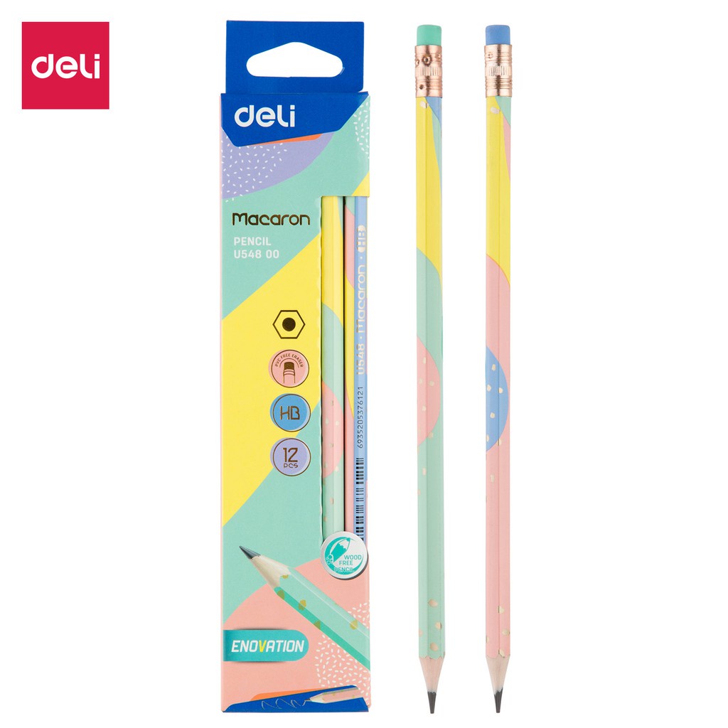 

DELI Pencil HB Tidak Beracun Macaroon/ Pensil Macaroon Dengan Penghapus PVC EU54800