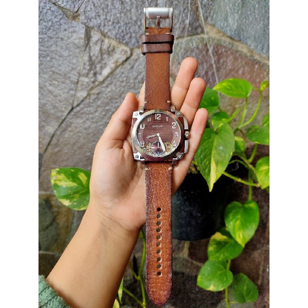 PRELOVED PL JAM WATCH FOSSIL GABAN VINTAGE TWIST BROWN COKELAT AUTOMATIC MATIC BOYFRIEND BOY FRIEND 
