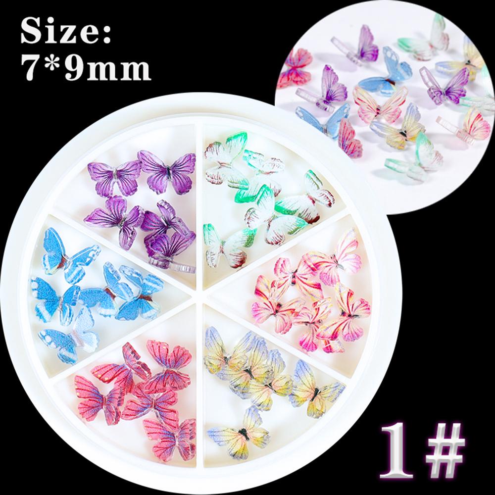 AUGUSTINA Agustin 3D Butterfly Nail Art Dekorasi 30pcs/roda Manikur Elegan Tips DIY Perhiasan Kuku Aneka Kuku Berlian Imitasi