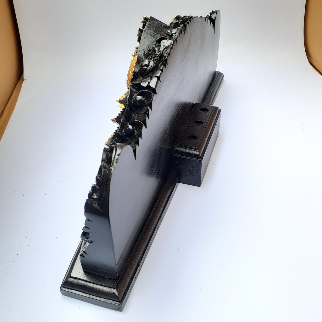 Papan nama meja nameplate kayu 53cm ukir bali lambang polisi