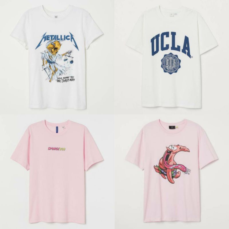 T SHIRT H&M 100% ORIGINAL METALLICA / UCLA / SPONGEBOB / PATRICK
