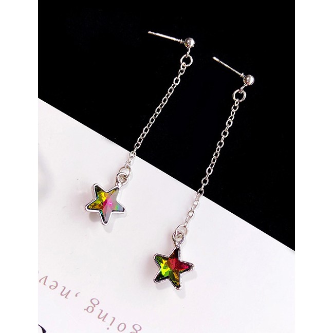 LRC Anting Tusuk Fashion Color Star Shape Decorated Long F0312X