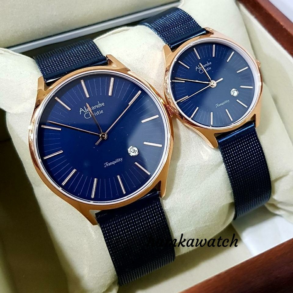 jam tangan / Watch_Id pasangan / couple alexander cristie ac8522 blue rose gold