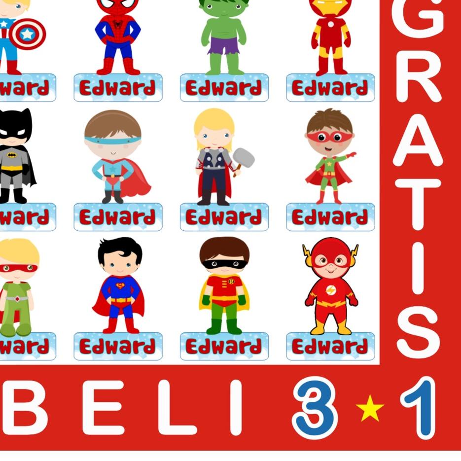 

Jangan Ketinggalan order.. STIKER LABEL NAMA WATERPROOF FUNGKY CUTE HERO