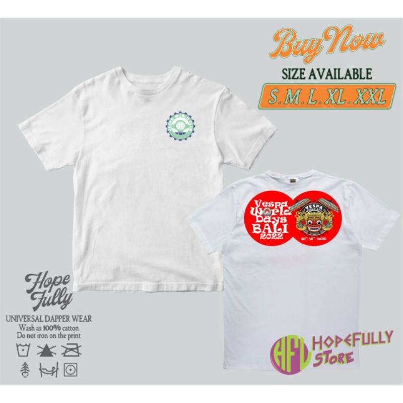 Kaos Pria premium terlaris / Kaos Vespa World Days 2022 Bali / Kaos vespa BALI 2022