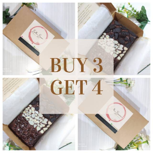 PAKET 4 BOX Full Chocolate Premium FUDGY Brownies Bella topping Almond Chips Oreo II HAMPERS LEBARAN