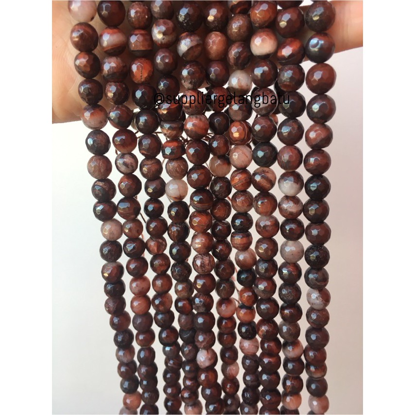 batu red tiger eyes FACETED BEADS 8mm FACET Biduri sepah merah akik aksesoris fashion casual trend