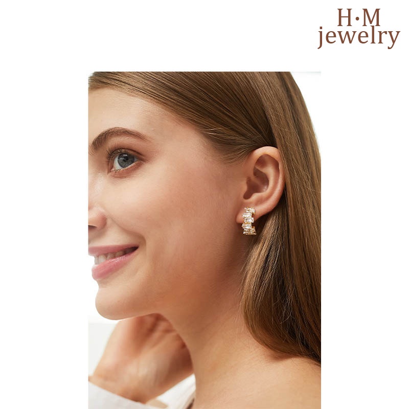 Anting Tusuk Asimetris Bahan Sterling Silver 925 Desain Lukisan Minyak Gaya Perancis Untuk Wanita