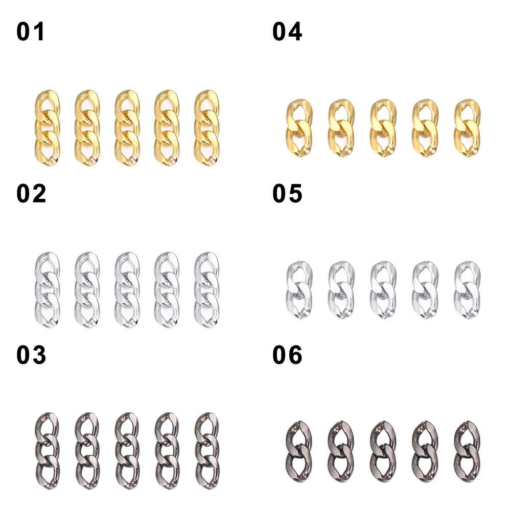 SUYOU Punk Thick Chain Nail Art Decoration 3D Nail Stickers Gold Silver Black DIY 3-Link Chain Metal Manicure