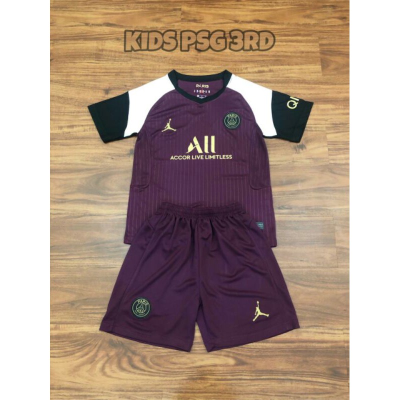 Jersey Kaos Baju Bola PSG Away 3rd Third Jordan Ungu Kids Kid Anak Kecil 1 Satu Stel Set 2020 2021