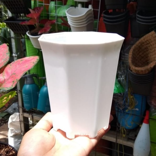 GROSIR POT Bunga NKT Pot Pagoda Uk 10 Putih /Pot Plastik