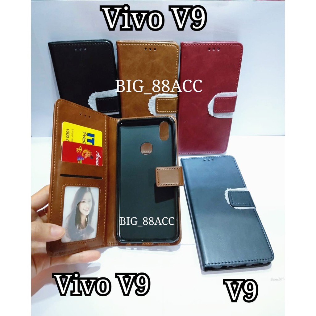 Flip cover vivo V9 - wallet leather case kulit