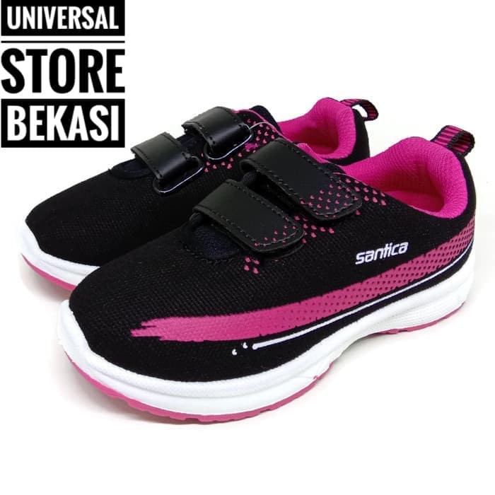 TERUPDATE SEPATU ANAK PEREMPUAN LAKI SANTICA HIKARU SEKOLAH TK SD HITAM PINK - 27- FUCHSIA KEREN