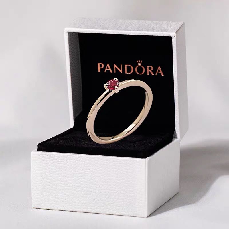 Pandora Cincin 925 Silver 18K Rose Gold Solitaire Aksen Berlian Untuk Pernikahan