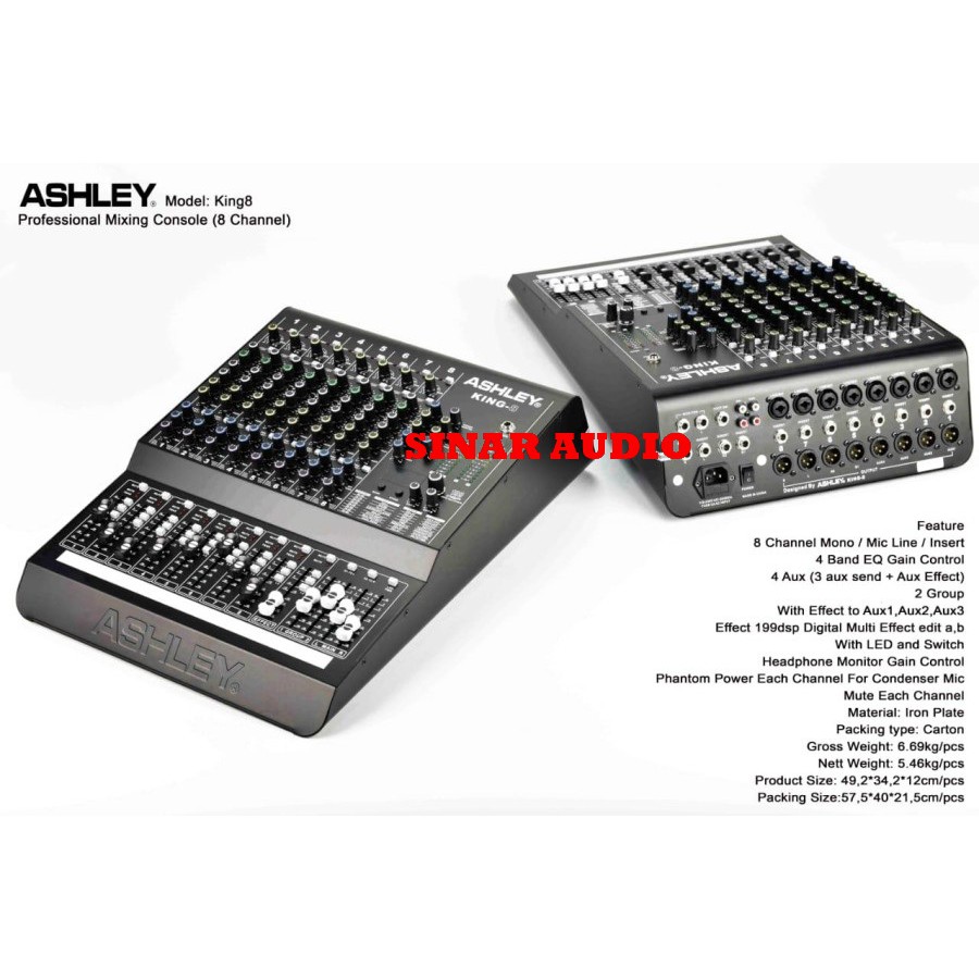 MIXER AUDIO ASHLEY KING8 8 CHANNEL MIXER AUDIO KING 8 ORIGINAL NEW